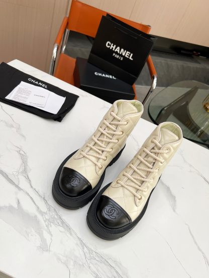 Chanel autumn and winter new apricot electric show diamond style leather boots - Image 3