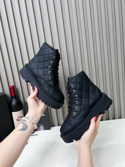 Chanel autumn and winter new black matte light show diamond style leather boots - Image 3