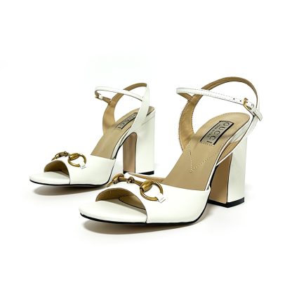 Gucci high heel block heel sandals classic buckle