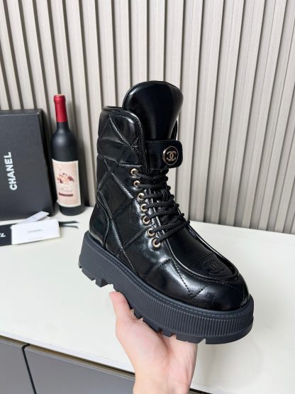 Chanel black autumn and winter new electric show diamond style bread boots - Image 3