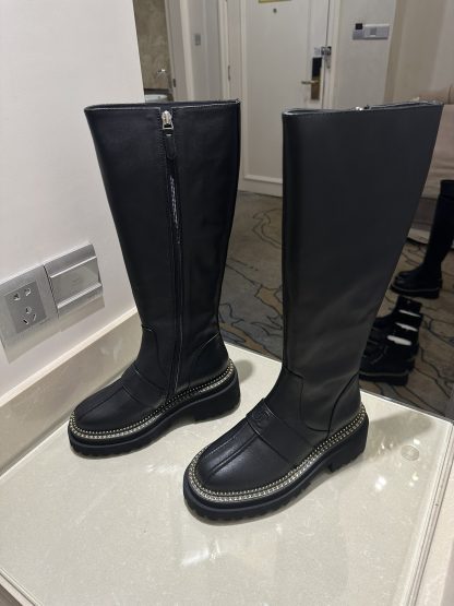 Chanel black autumn and winter high-end classic luxury leather boots - Image 3