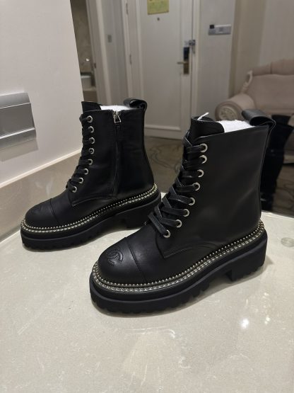 Chanel black matte autumn and winter high-end classic luxury leather ankle boots - Image 3