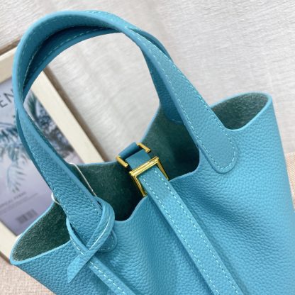 Hermès blue mini 14cm vegetable basket Soft and versatile calfskin Basic daily style - Image 3