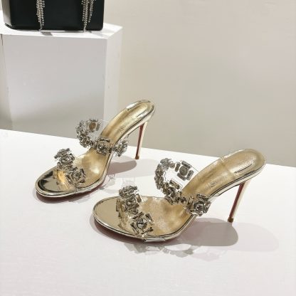 ChristianLouboutin JUST QUEEN crystal high-heeled slippers - Image 3