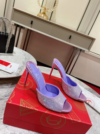 Christian Louboutin Vintage Peep-toe Crystal High Heels - Image 3