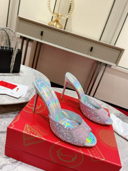 Christian Louboutin Vintage Peep-toe Crystal High Heels - Image 3