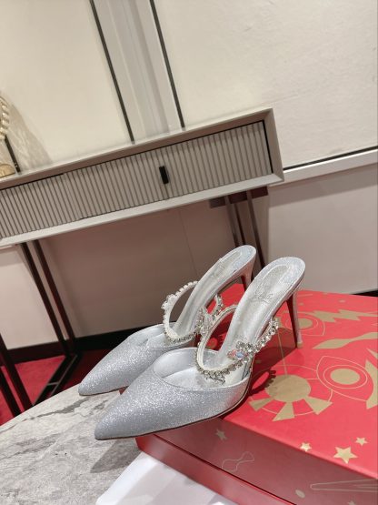 Christian Louboutin pointed toe chain sandals high heels - Image 3