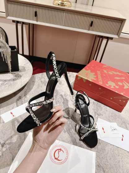 Christian Louboutin cross-strap glitter high heels - Image 3