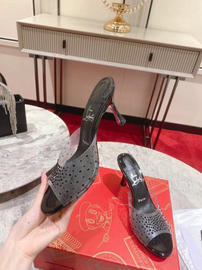 Christian Louboutin Film Diamond Peep-Toe High Heels - Image 3