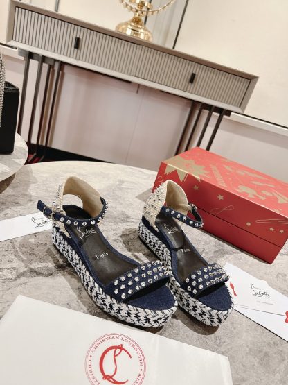 ChristianLouboutin metal studded wedge sandals - Image 3