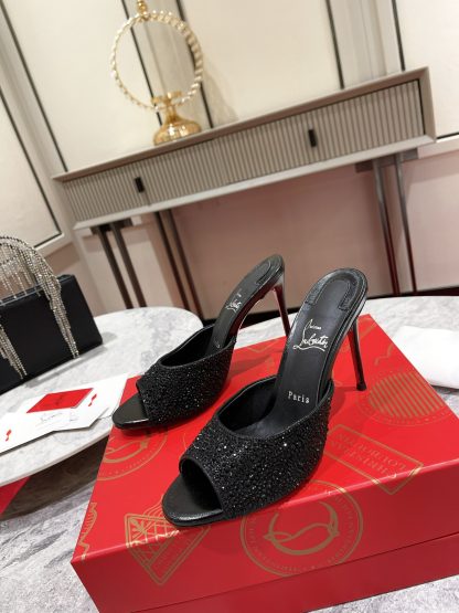 ChristianLouboutin cute retro fish mouth diamond high heel sandals - Image 3