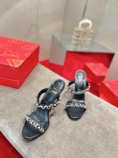 Christian Louboutin Chain Studded High Heels Sandals - Image 3
