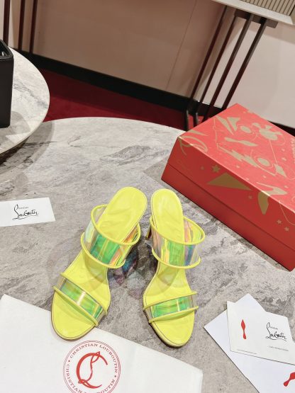 Christian Louboutin Fashion Neon Yellow Just Loub High Heel Sandals - Image 3