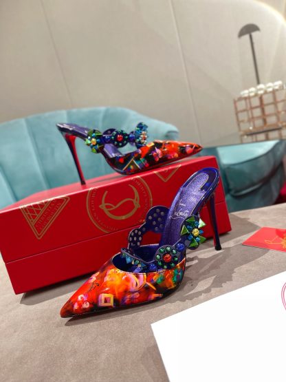 ChristianLouboutin rhinestone spike exquisite sandals high heels - Image 3