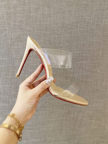 ChristianLouboutin transparent one-strap diamond sandals high heels - Image 3