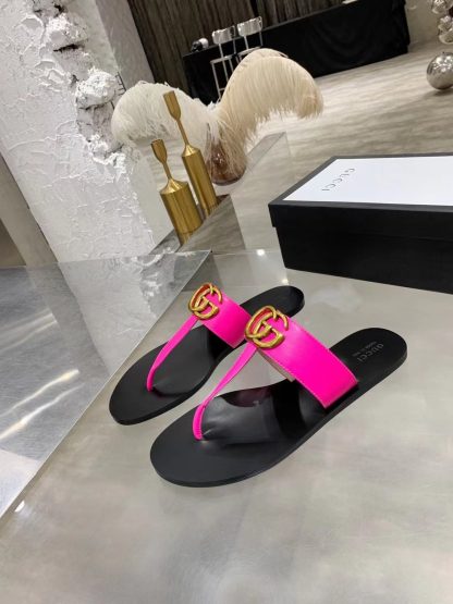Gucci Double G buckle ribbon square toe flat slides - Image 4