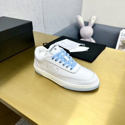 Chanel classic white and blue mix and match fashion casual sneakers - Image 3