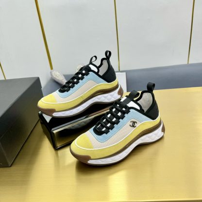 Chanel classic yellow and blue mix and match fashion casual dad shoes for men and women - Image 3