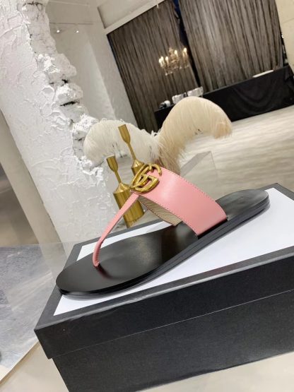 Gucci Double G buckle ribbon square toe flat slides - Image 4