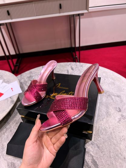 ChristianLouboutin elegant fish mouth diamond sandals high heels - Image 3