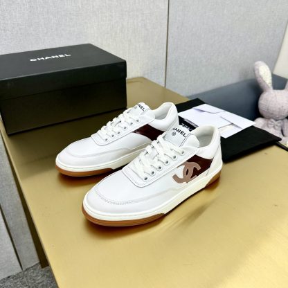 Chanel classic design white and brown mixed casual sneakers - Image 3