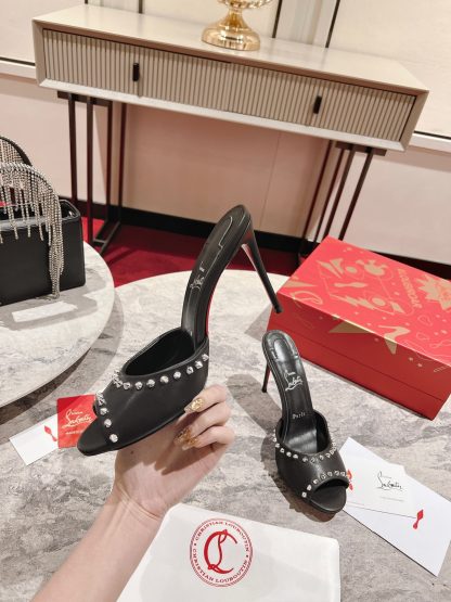 ChristianLouboutin fish mouth studded sandals high heels - Image 3