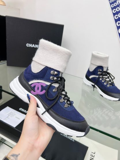 Chanel dark blue socks casual sneakers - Image 3