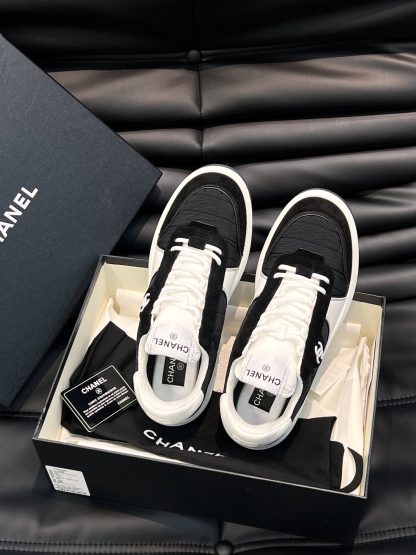 Chanel autumn and winter new black and white fashionable cowhide breathable sneakers - Image 3