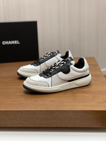Chanel autumn and winter new gray and white fashionable cowhide breathable sneakers - Image 3