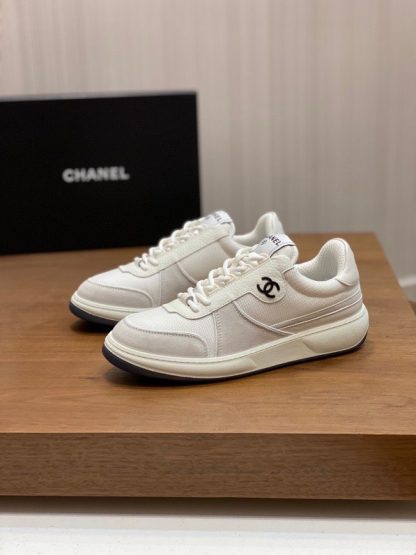 Chanel autumn and winter new white gray fashionable cowhide breathable sneakers - Image 3