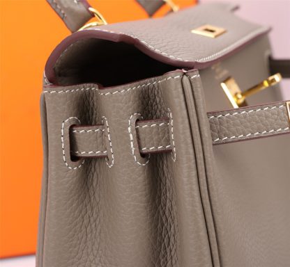 Hermes Elephant Grey Kelly Handbag Size 28cm 25cm - Image 3