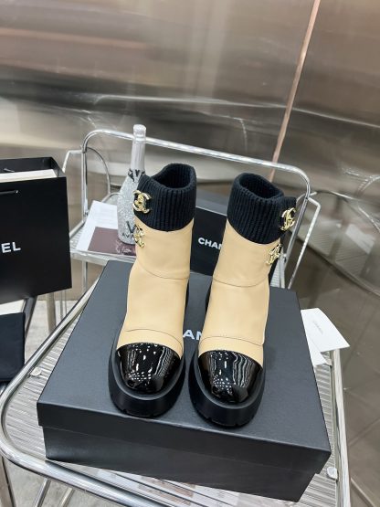 Chanel apricot autumn and winter leather boots - Image 3