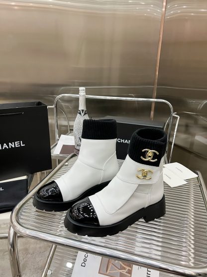 Chanel white autumn and winter leather boots - Image 3