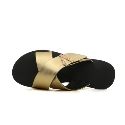 VERSACE Cross V Buckle Flat Sandals - Image 4