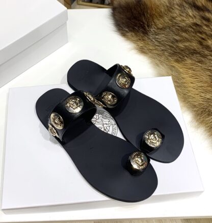 VERSACE SLIP-TOE SLIDE SANDALS - Image 3