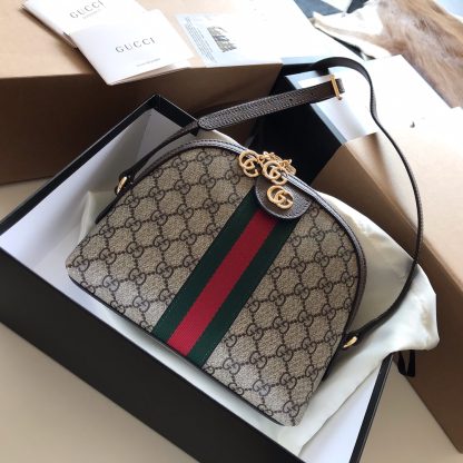 Gucci Floral Embroidered Striped Classic Shoulder Bag - Image 3