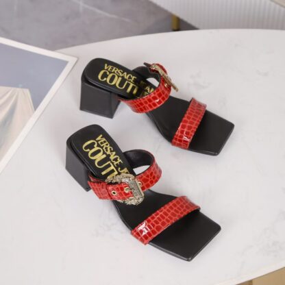 VERSACE fashionable square toe chunky heel sandals - Image 3