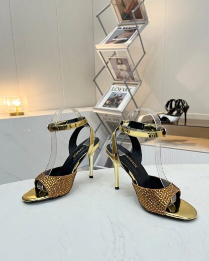 VERSACE new style brooch buckle rhinestone high-heeled sandals - Image 3