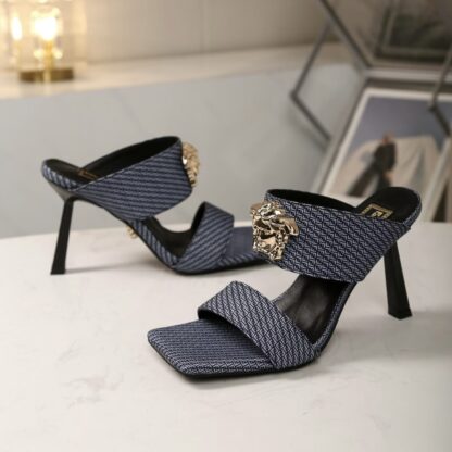 VERSACE canvas jacquard pattern fashion high heels - Image 3