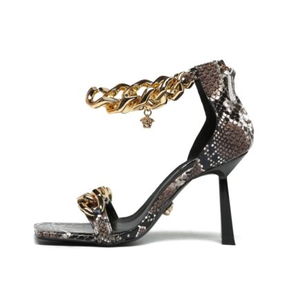 VERSACE SQUARE TOE CHAIN ​​HIGH HEELS - Image 3