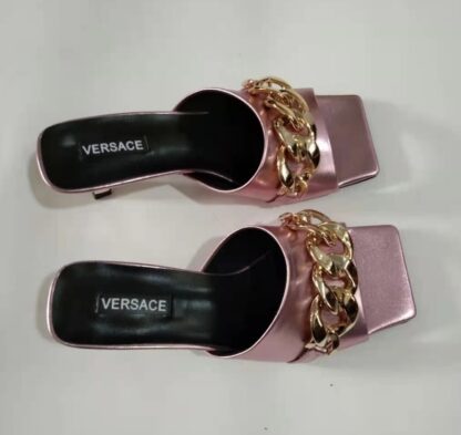 VERSACE SQUARE TOE CHAIN ​​HIGH HEELS - Image 3