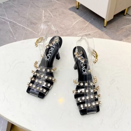 VERSACE stylish cage diamond sandals high heels - Image 3