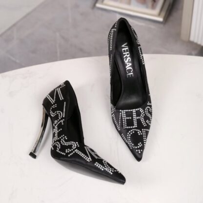 VERSACE Fashion Crystal Diamond High Heels - Image 3
