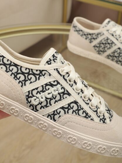 Gucci Double G embroidered low-top lace-up fashion sneakers - Image 5