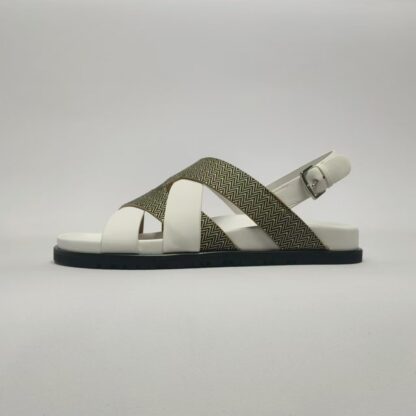 Hermès white and grey couple woven sandals - Image 3