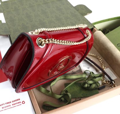 Gucci red patent leather temperament chain bag - Image 3