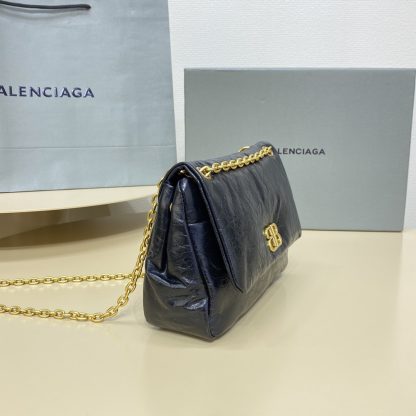 Balenciaga Monaco fluffy bag black and gold mini chain bag - Image 3