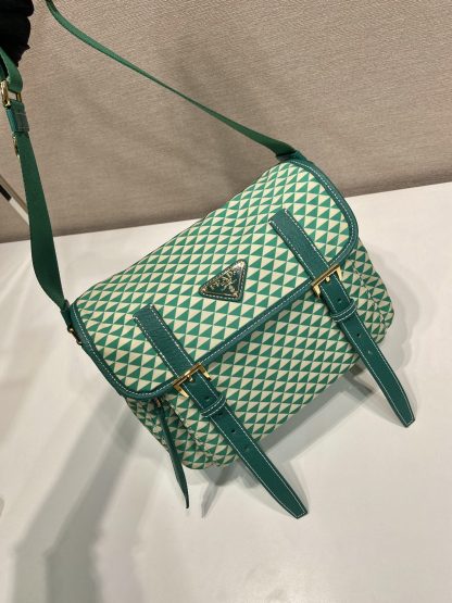Prada Green Classic Print Messenger Bag - Image 3