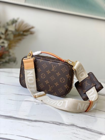 Louis Vuitton monogram double pocket fabric shoulder strap camera bag messenger bag - Image 3