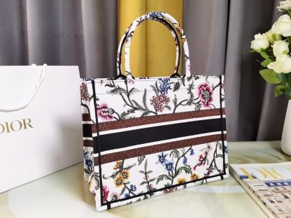 Dior White Iris Medium Book Tote Handbag - Image 3